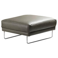 HOCKER in Leder Grau  - Chromfarben/Grau, Design, Leder/Metall (96/45/80cm) - Livetastic