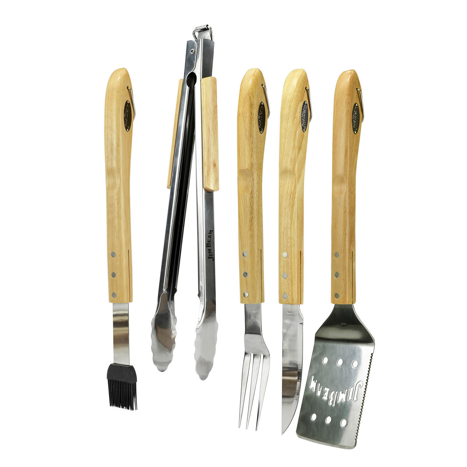 GRILLBESTECK - Ahornfarben/Akaziefarben, Trend, Holz/Metall (47/29/5cm) - Jim Beam