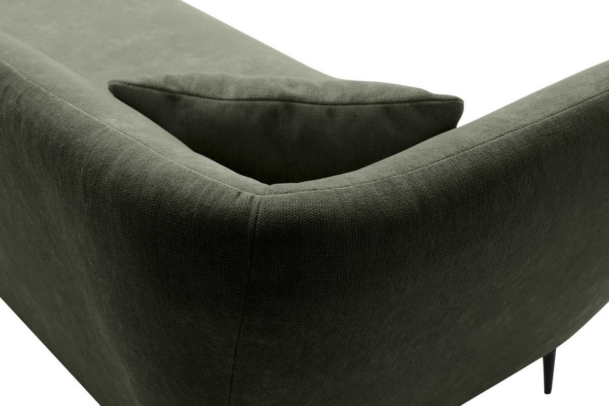 RÉCAMIERE Olivgrün Chenille Zierkissen, Rücken echt  - Schwarz/Olivgrün, KONVENTIONELL, Textil/Metall (224/70/97cm) - Hom`in