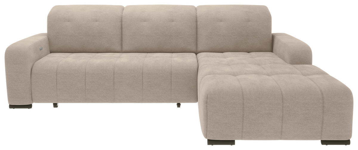 ECKSOFA Mikrofaser Beige  - Beige/Schwarz, Modern, Textil/Metall (292/185cm) - Livetastic