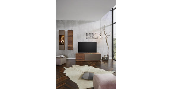 WOHNWAND in Bronzefarben, Nussbaumfarben - Nussbaumfarben/Bronzefarben, Natur, Glas/Holz (268,5/197/55/32cm) - Dieter Knoll