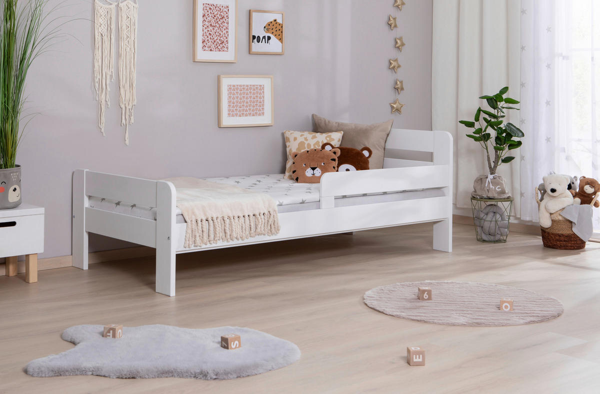 BETT 100/200 cm  Weiss   - Weiss/Naturfarben, Modern, Holz (100/200cm) - Livetastic