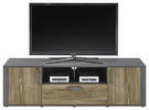 LOWBOARD Grau, Alteiche  - Alteiche/Dunkelgrau, KONVENTIONELL, Kunststoff (166/102/38cm) - MID.YOU