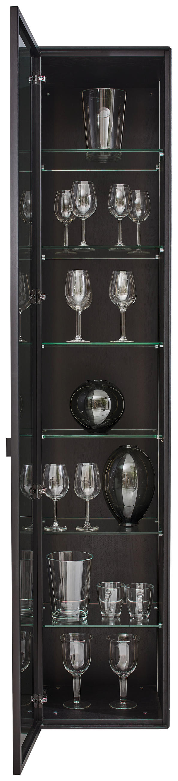 VITRINE Schwarz, Eichefarben  42/205,5/39,5 cm  - Eichefarben/Anthrazit, Natur, Glas/Holz (42/205,5/39,5cm) - Valnatura
