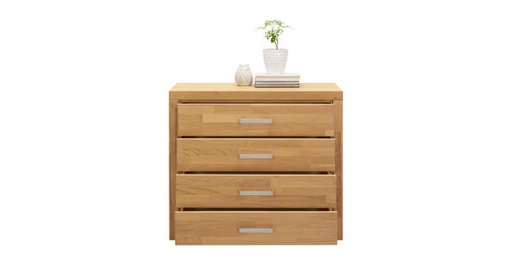 KOMMODE Eiche teilmassiv geölt Eichefarben - Eichefarben/Grau, KONVENTIONELL, Holz/Holzwerkstoff (90/80/42cm) - Linea Natura