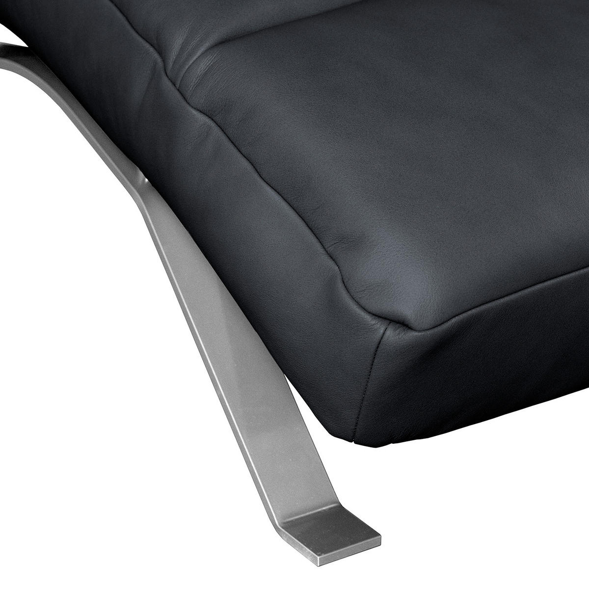 RELAXLIEGE in Echtleder Dunkelblau  - Silberfarben/Dunkelblau, Design, Leder/Metall (65/65-95/171cm) - Livetastic