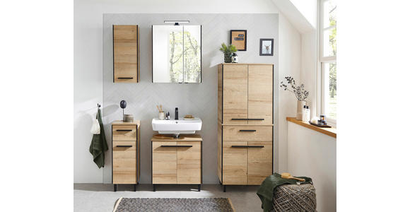 HÄNGESCHRANK  - Eichefarben/Schwarz, Natur, Glas/Holzwerkstoff - Xora