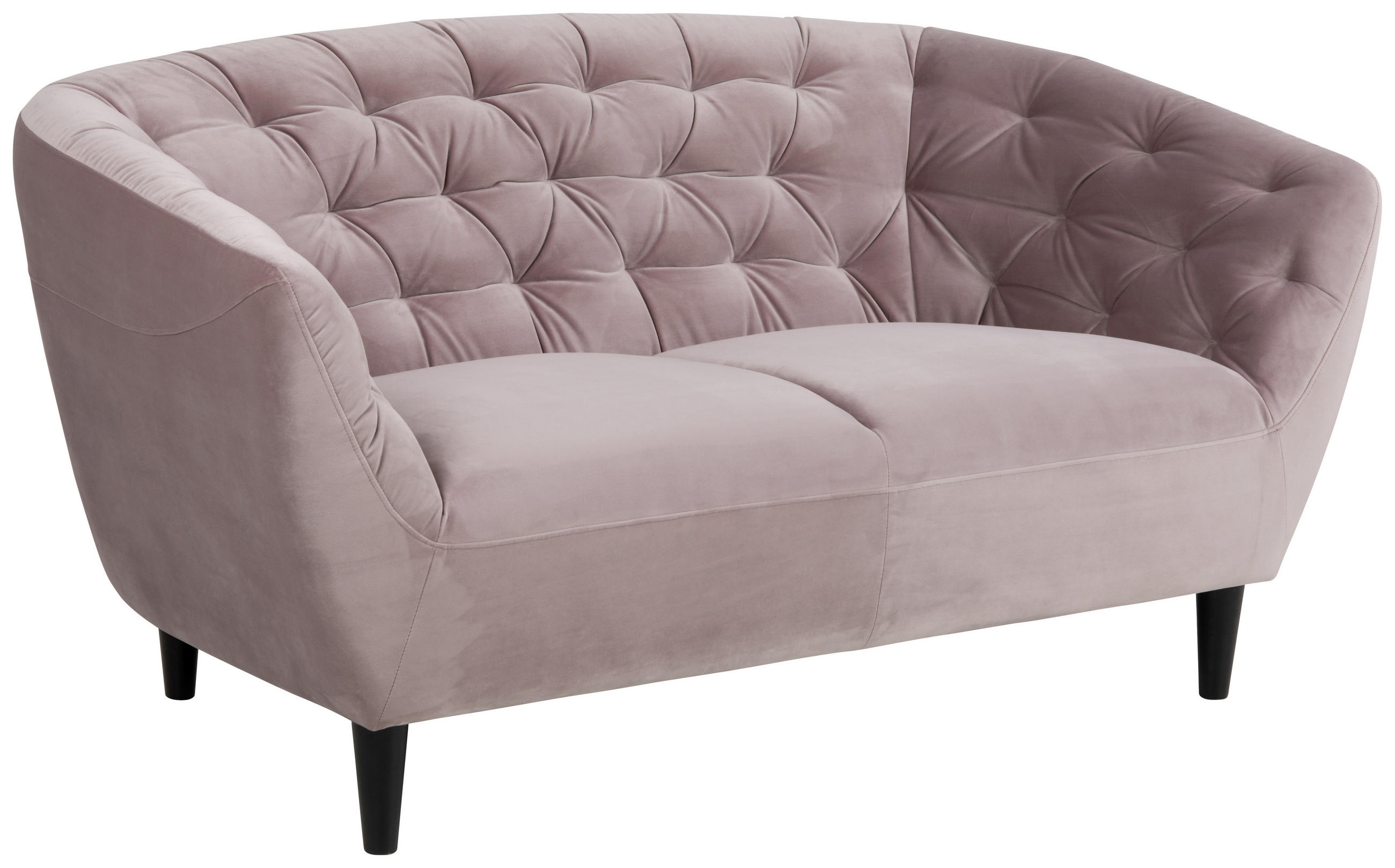 CHESTERFIELD-SOFA Rosa Samt  - Schwarz/Rosa, Trend, Holz/Textil (150/78/84cm) - Ambia Home
