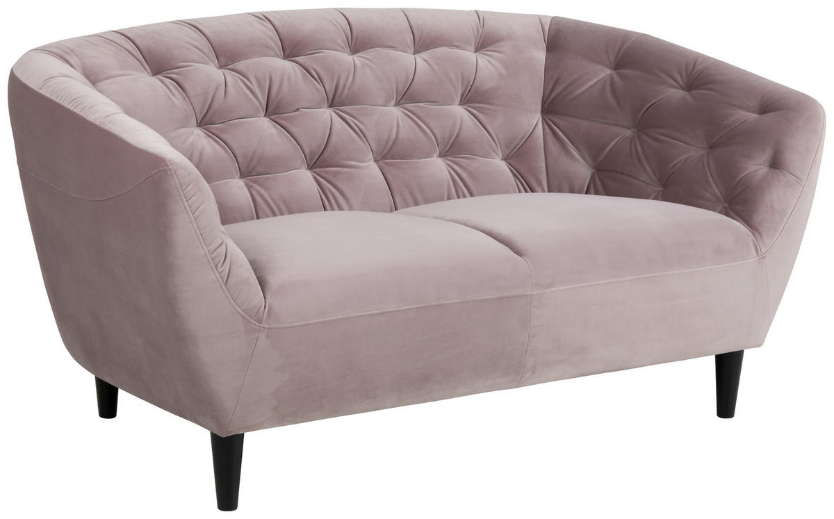 CHESTERFIELD-SOFA Rosa Samt  - Schwarz/Rosa, Trend, Holz/Textil (150/78/84cm) - Ambia Home