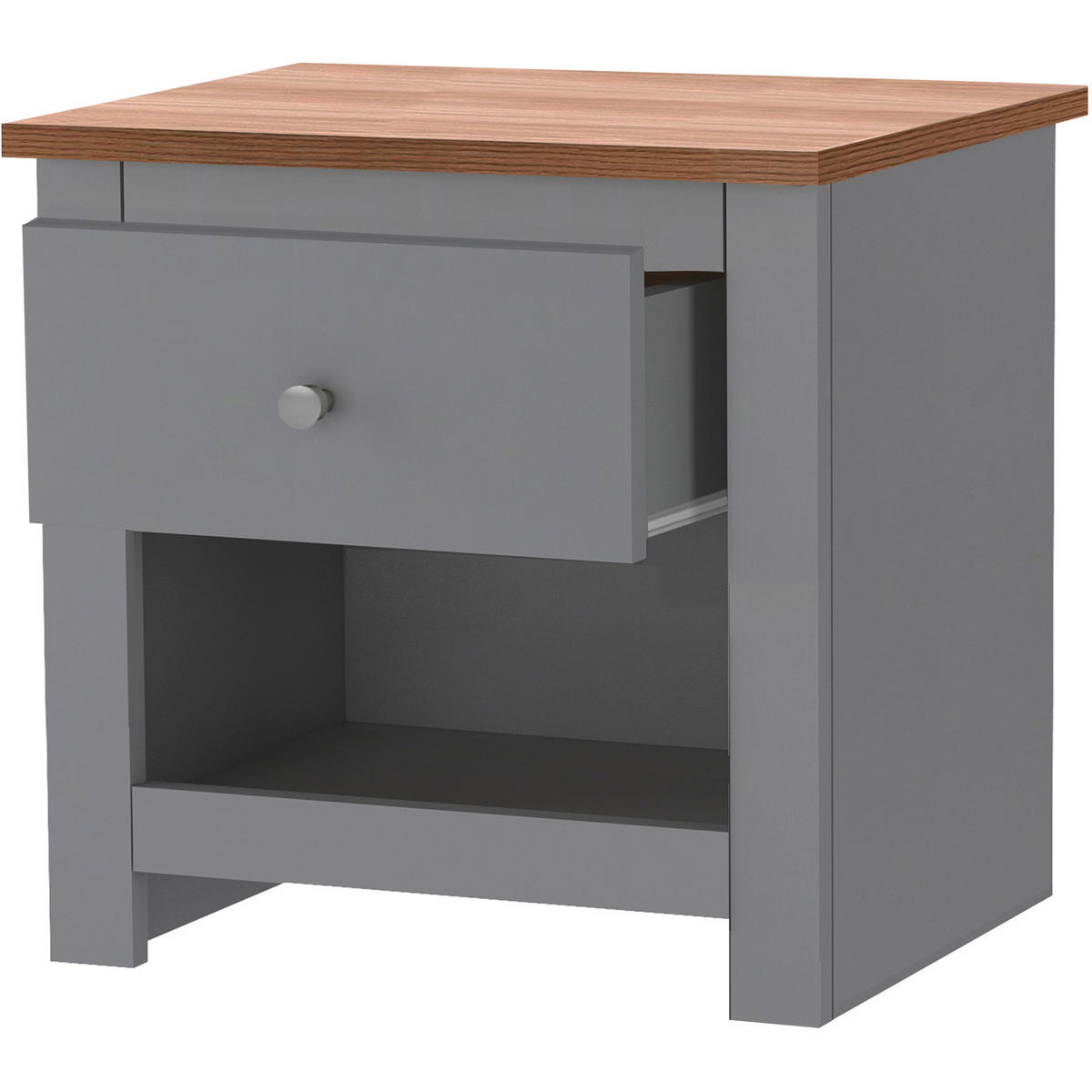NACHTTISCH 45/46/35 cm  in Naturfarben, Grau  - Silberfarben/Naturfarben, Design, Holzwerkstoff/Metall (45/46/35cm) - MID.YOU