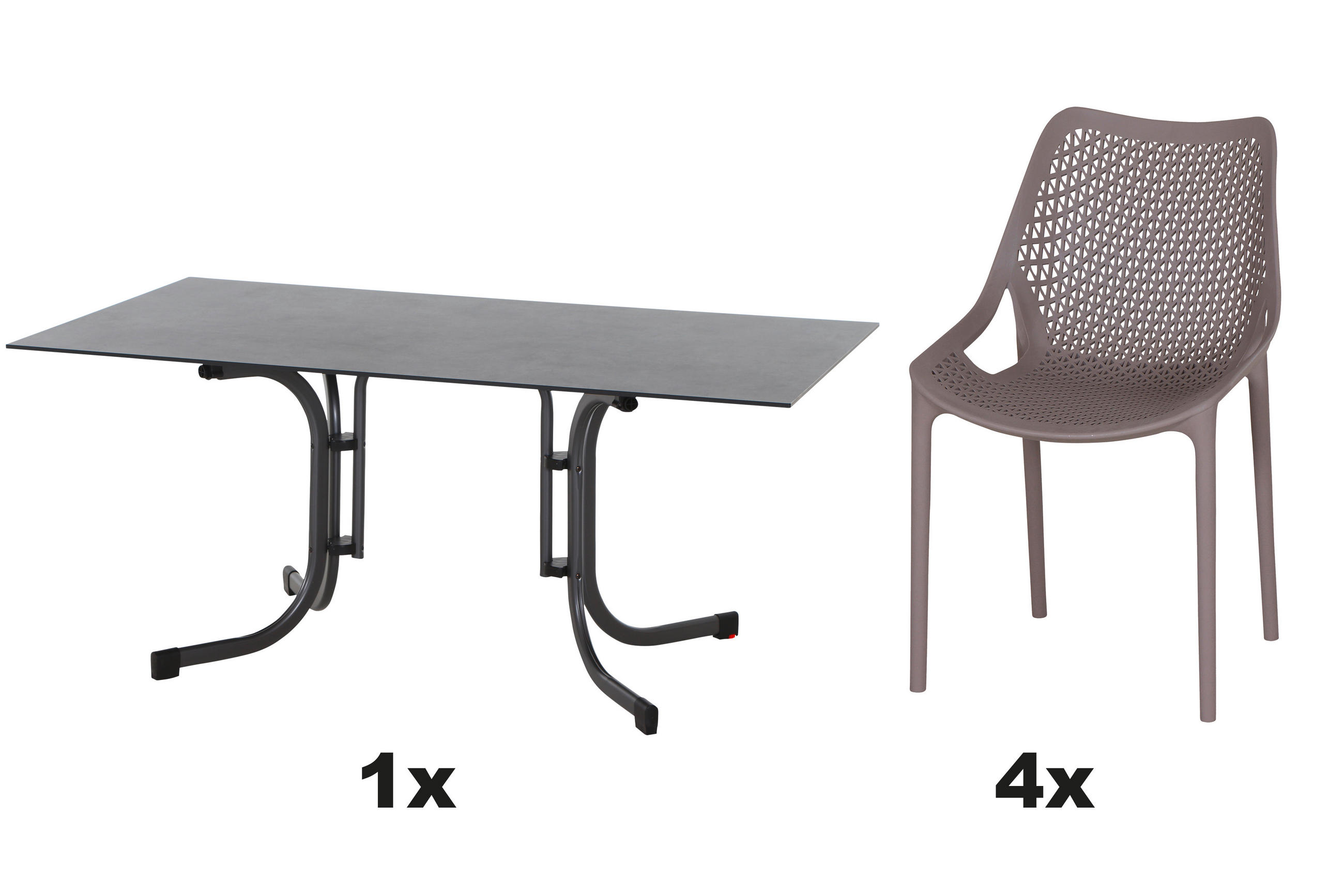 GARTENGARNITUR 5-teilig Stahl  - Taupe/Anthrazit, Basics, Kunststoff/Metall (90/81/160cm) - Siena Garden