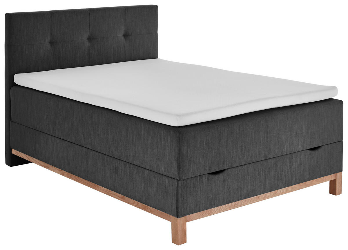 BOXBETT 120/200 cm  in Anthrazit  - Eichefarben/Anthrazit, MODERN, Holz/Textil (120/200cm) - Livetastic