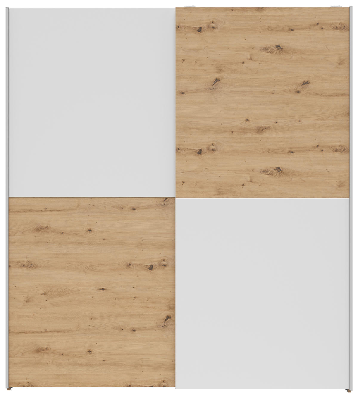SCHWEBETÜRENSCHRANK 170/191/59 cm 2-türig Weiß, Eichefarben, Eiche Artisan  - Eichefarben/Silberfarben, Basics, Holzwerkstoff/Kunststoff (170/191/59cm) - Boxxx