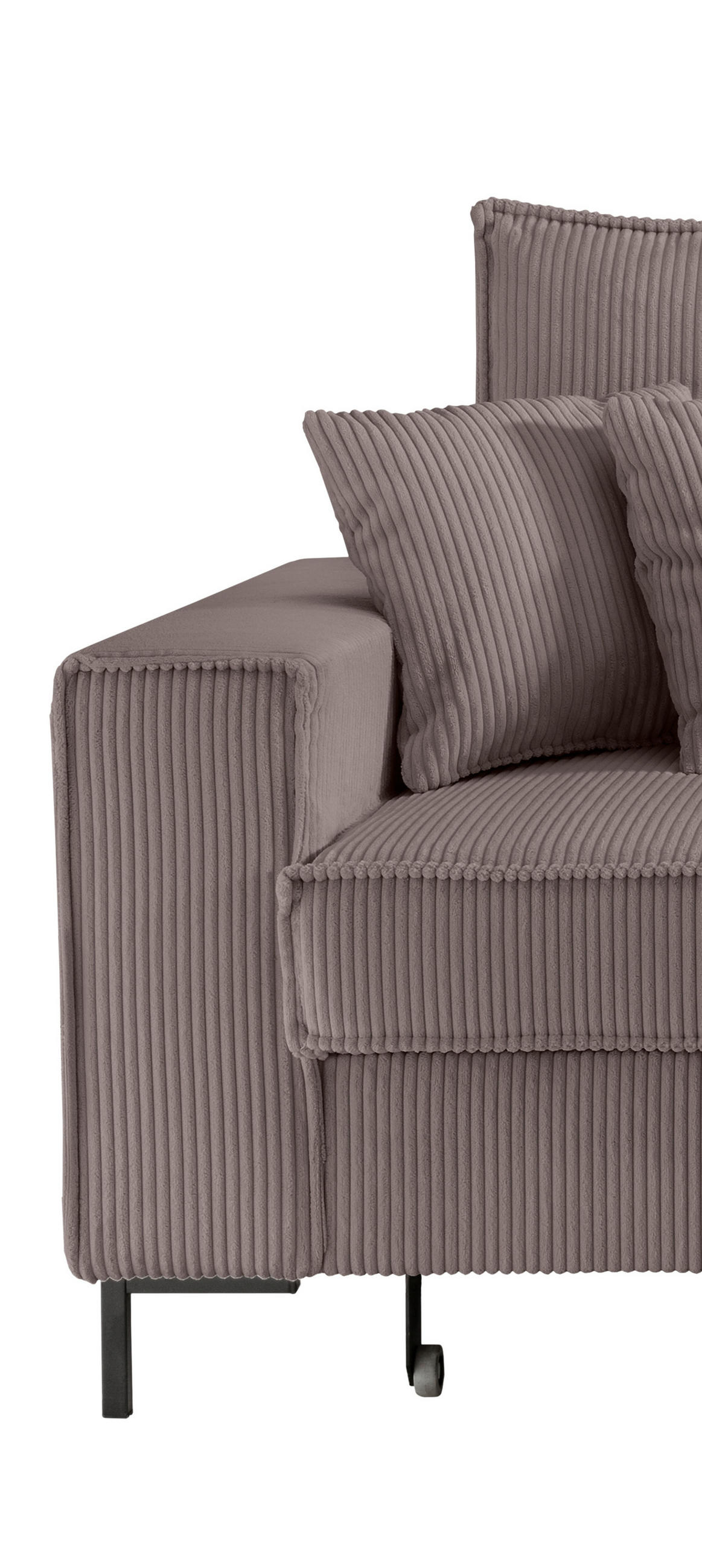 ECKSOFA Graubraun Cord  - Graubraun/Schwarz, MODERN, Textil/Metall (240/150cm) - Livetastic
