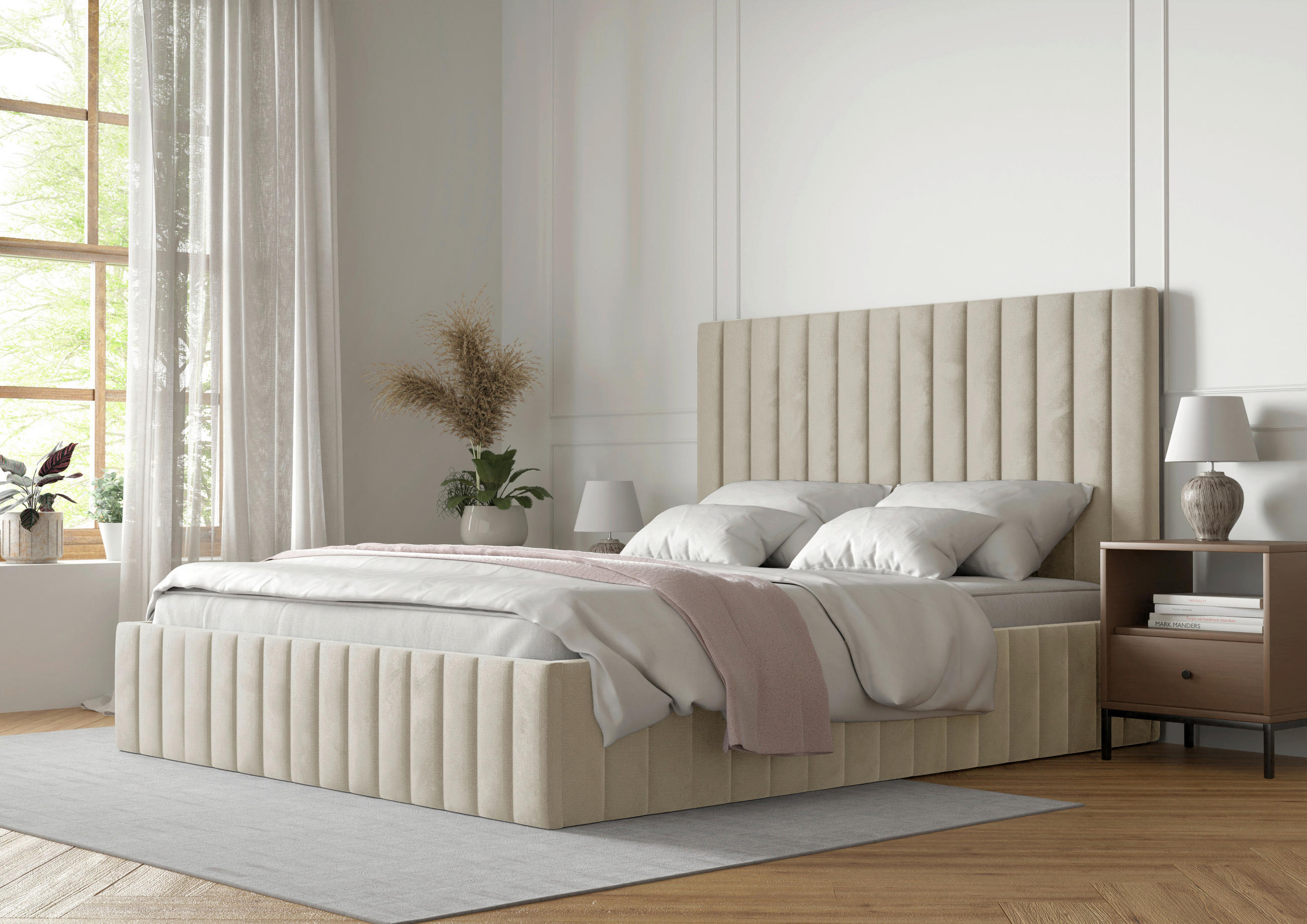POLSTERBETT Lattenrost, Bettkasten 180/200 cm  in Beige  - Beige/Schwarz, Design, Holz/Textil (180/200cm) - Boxxx