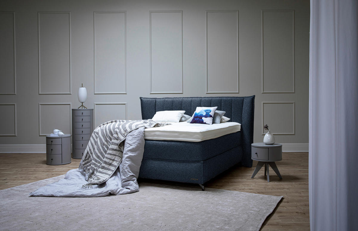 BOXSPRINGBETT 160/200 cm  in Blau  - Blau/Schwarz, KONVENTIONELL, Holz/Textil (160/200cm) - Sjöholm