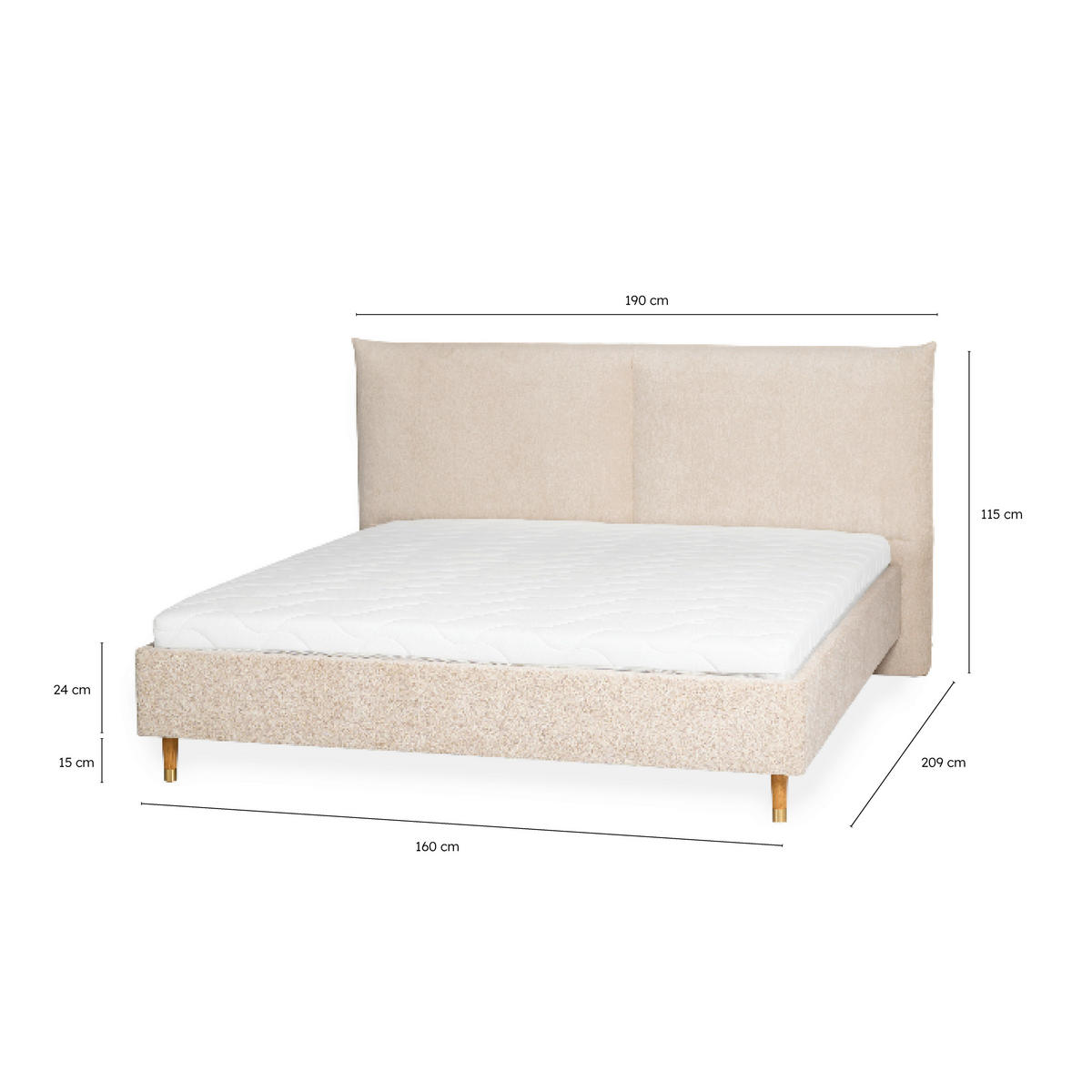 POLSTERBETT 160/200 cm,  in Beige,  - Eichefarben/Beige, MODERN, Holz/Textil (160/200cm) - Livetastic