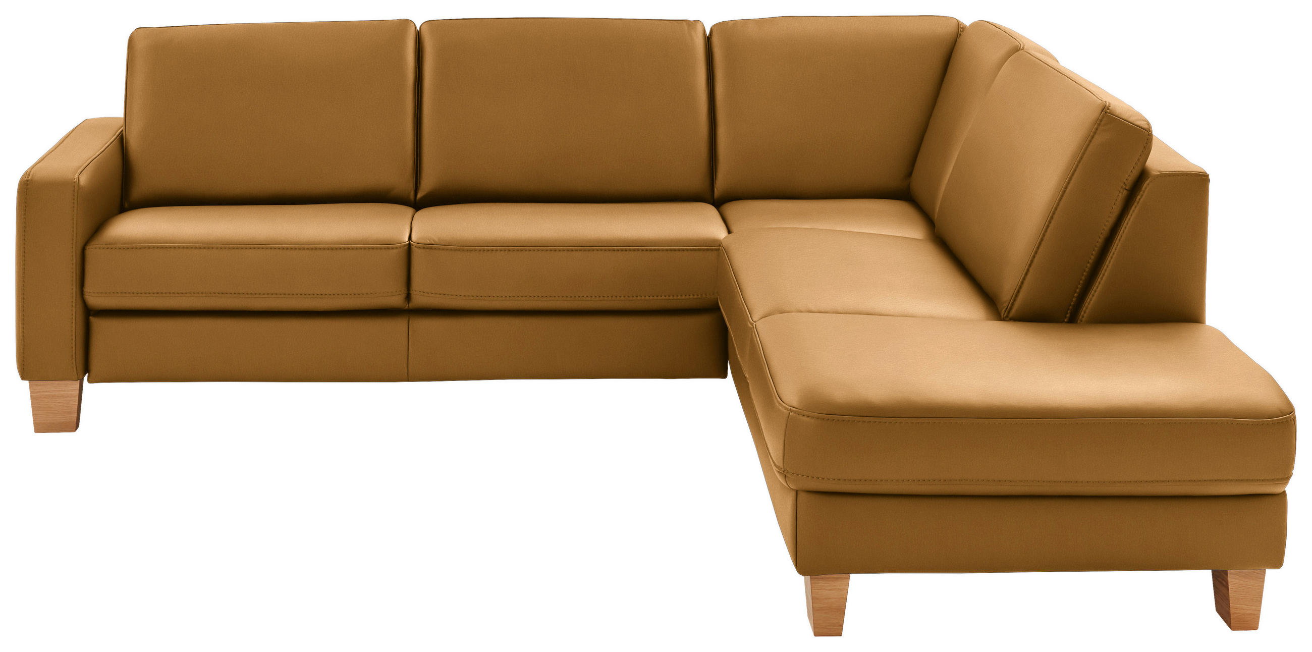 ECKSOFA in Echtleder Senfgelb  - Eiche Bianco/Senfgelb, Konventionell, Leder/Holz (257/235cm) - Valdera