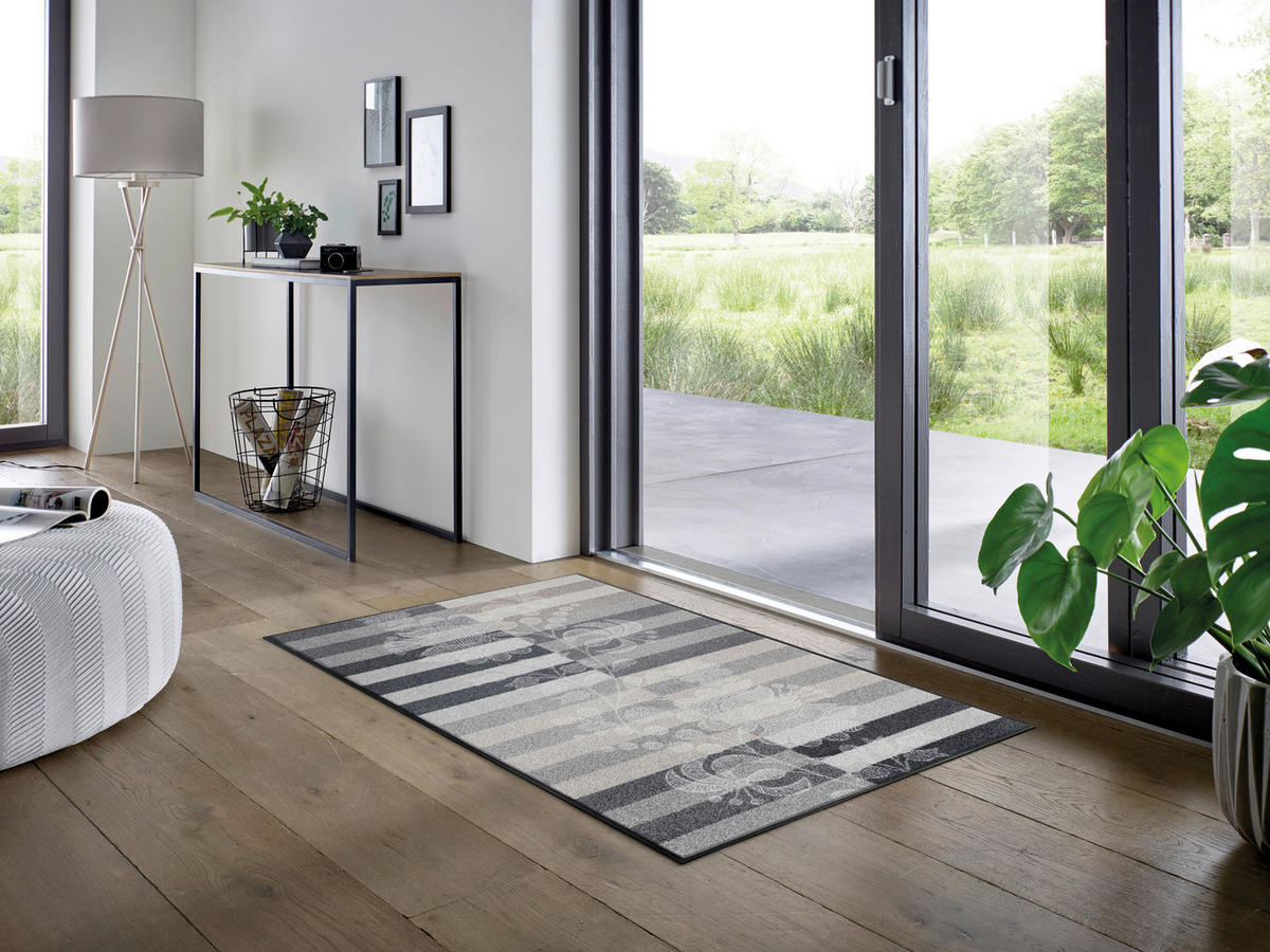 FLACHWEBETEPPICH  Wohnzimmer 75/120 cm Botanica Shadow Grau rechteckig  - Grau, Design, Kunststoff/Textil (75/120cm) - wash+dry