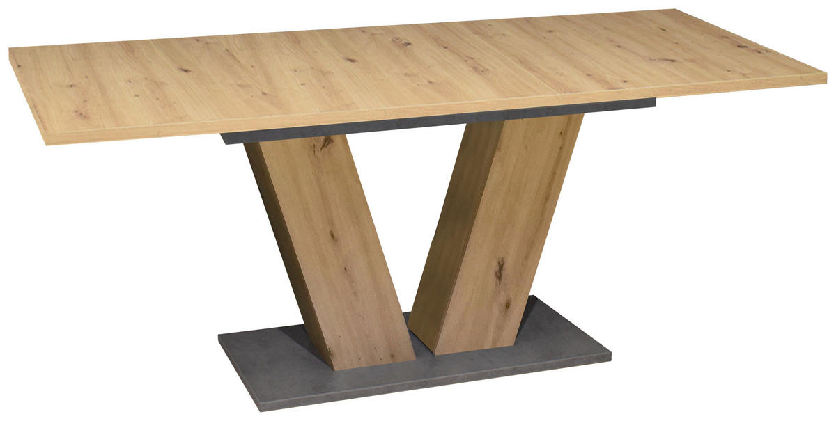 ESSTISCH Graphitfarben, Eiche Artisan rechteckig  ausziehbar  - Graphitfarben/Eiche Artisan, MODERN, Holzwerkstoff (140/76/80cm) - Livetastic