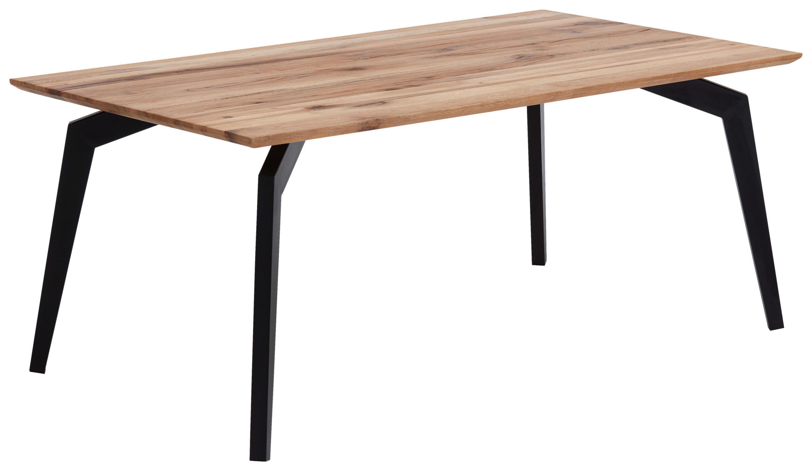 ESSTISCH Balkeneiche massiv rechteckig Schwarz, Eichefarben  - Eichefarben/Schwarz, Design, Holz/Metall (180/100/76cm) - Valdera