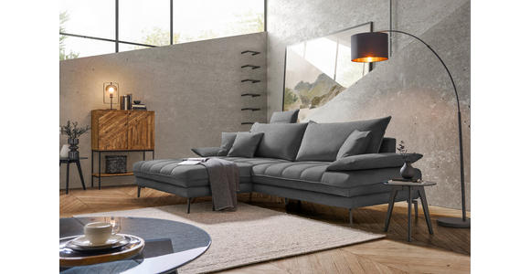 ECKSOFA in Webstoff Graubraun 176/292 cm - Graubraun/Schwarz, MODERN, Textil/Metall (176/292cm) - Carryhome