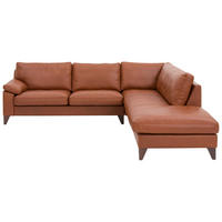 ECKSOFA  in Echtleder Braun  260/225 cm  - Nussbaumfarben/Braun, Design, Leder/Holz (260/225cm) - Erpo