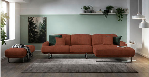 ECKSOFA in Webstoff Rostfarben  - Rostfarben, Design, Textil/Metall (304/184cm) - Dieter Knoll