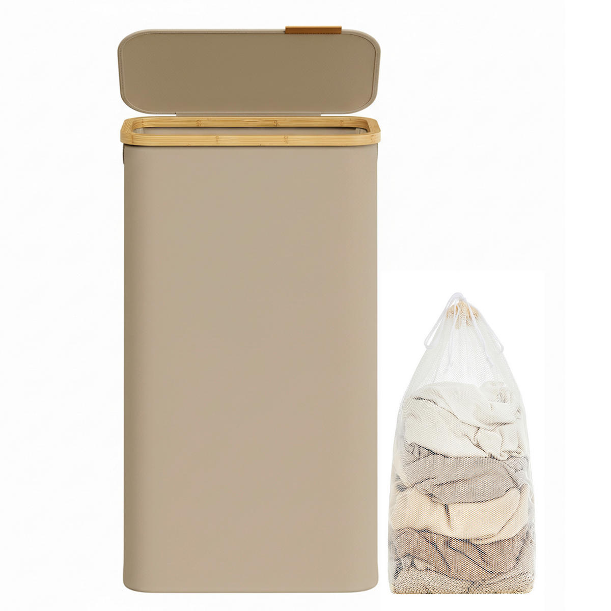 WÄSCHEKORB - Braun, Trend, Naturmaterialien/Kunststoff (42/70,5/22,5cm) - Boxxx