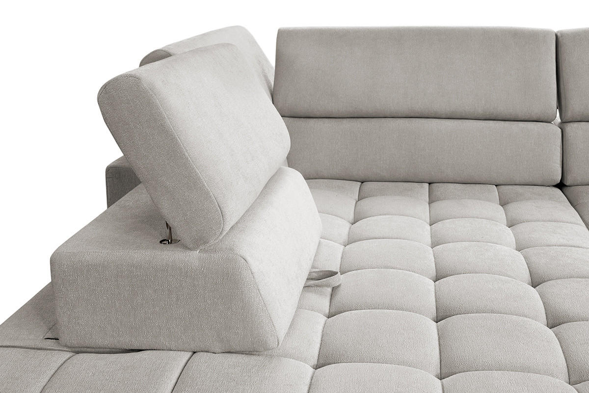 ECKSOFA in Chenille Beige  - Beige/Naturfarben, Design, Holz/Textil (201/307cm) - Livetastic