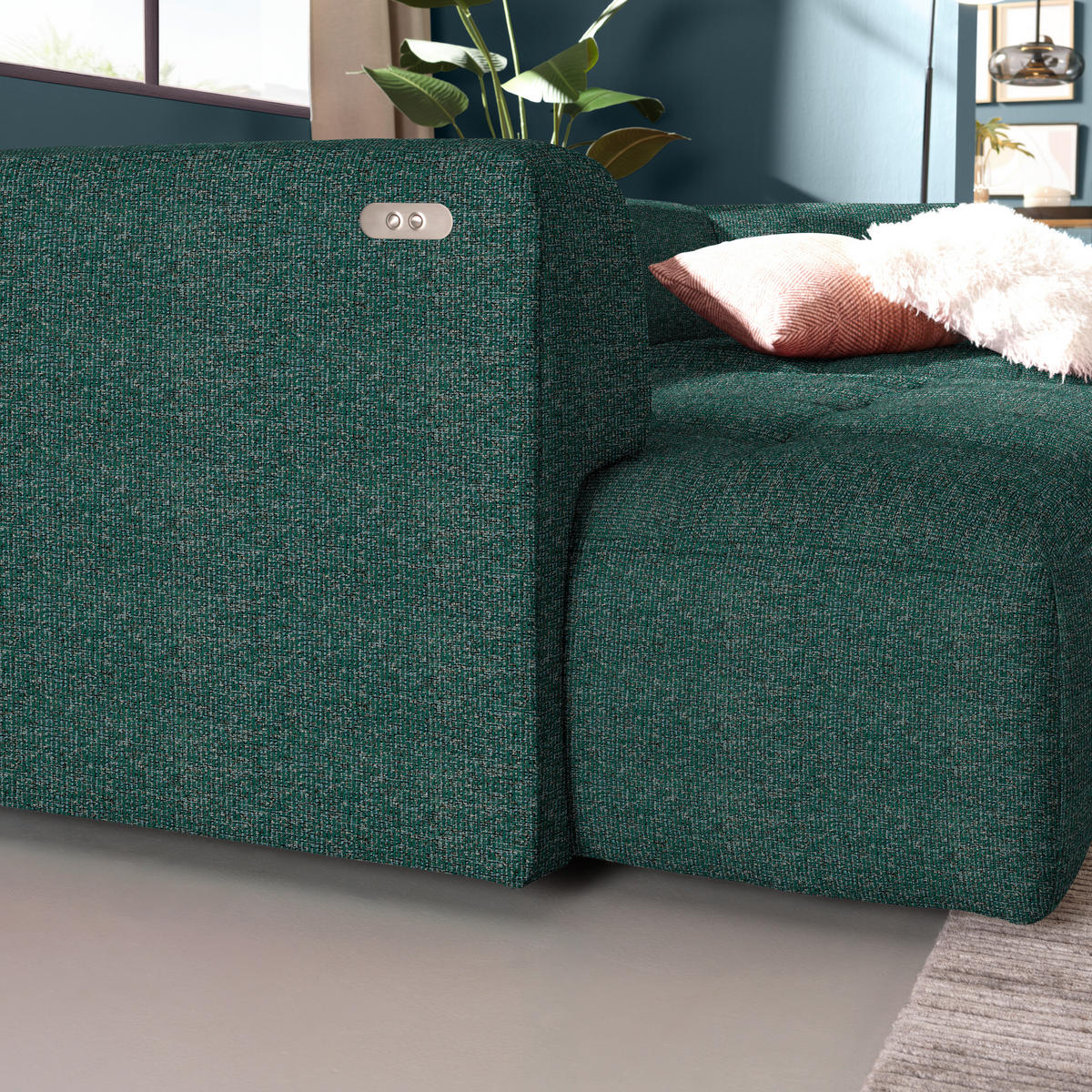 ECKSOFA Webstoff Grün  - Schwarz/Grün, Design, Kunststoff/Textil (288/188cm) - Welnova