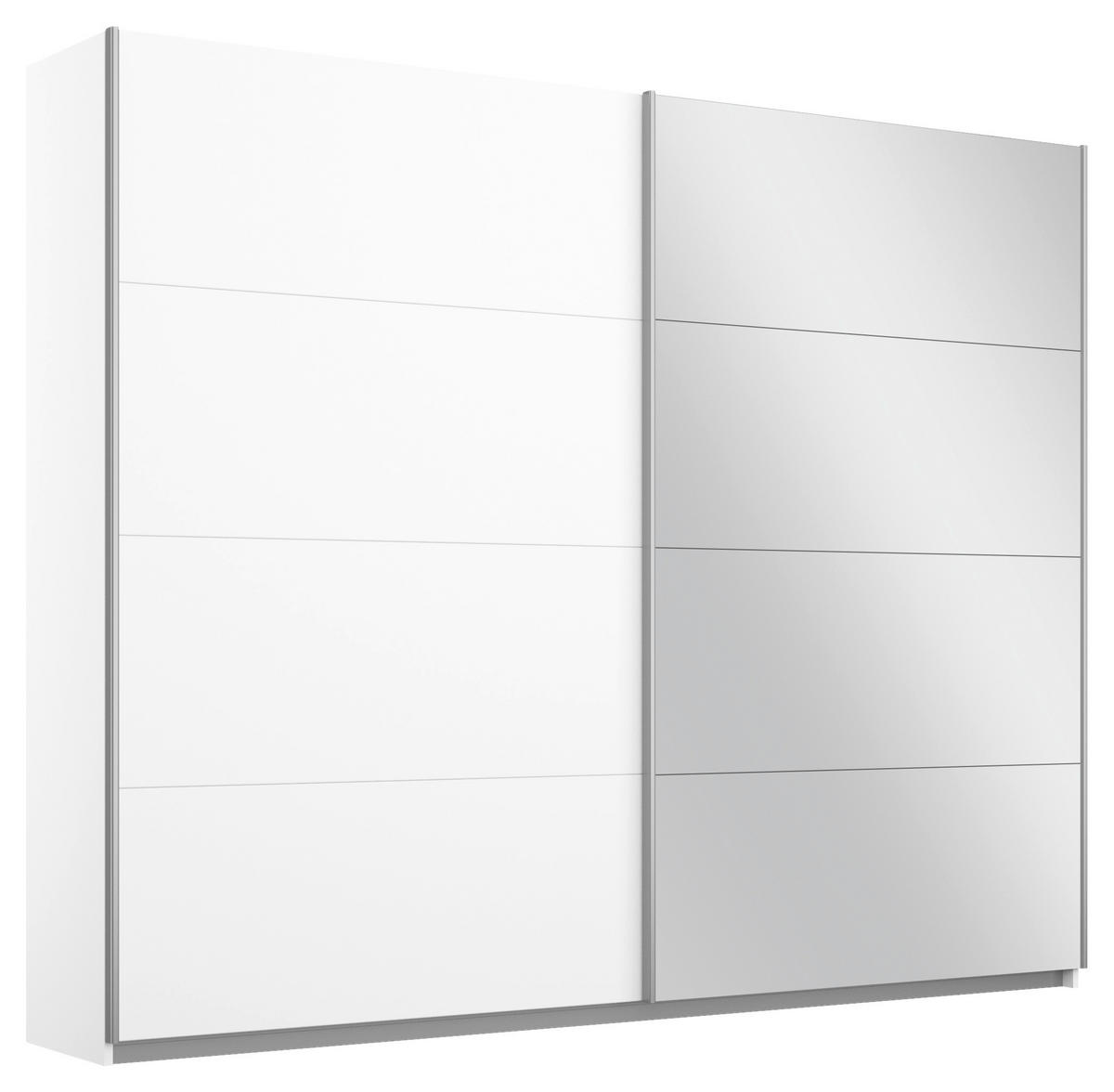 SCHWEBETÜRENSCHRANK 226/230/62 cm 2-türig Weiß  - Alufarben/Weiß, MODERN, Holzwerkstoff/Metall (226/230/62cm) - Rauch Möbel
