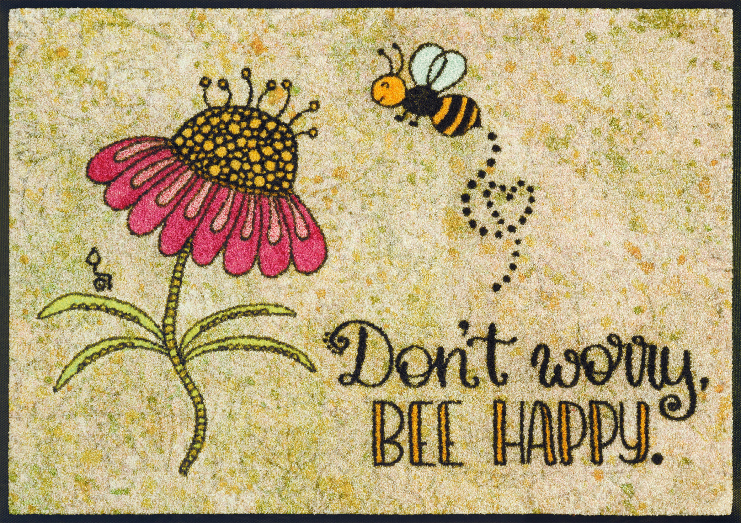 FUßMATTE 60/85 cm Bee Happy  - Beige, ROMANTIK / LANDHAUS, Kunststoff/Textil (60/85cm) - wash+dry