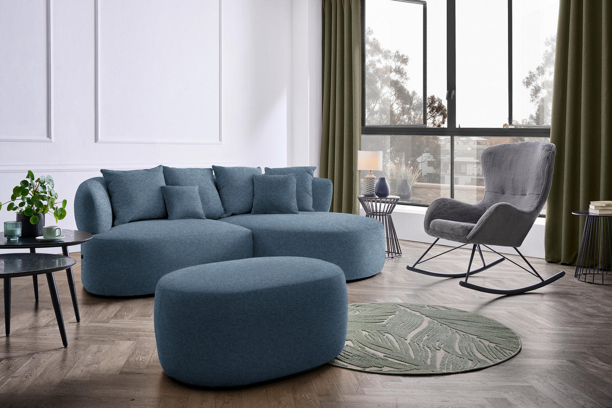 HOCKER in Textil Dunkelblau  - Schwarz/Dunkelblau, MODERN, Kunststoff/Textil (88/43/66cm) - Hom`in