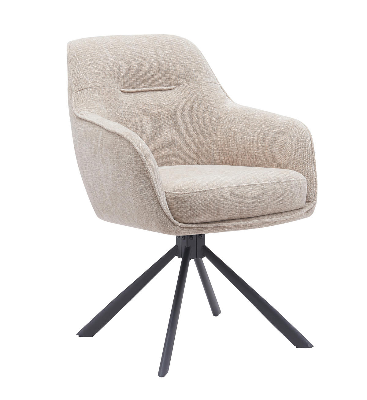 STOL MED ARMSTÖD SET 2 styck 360° vridbar sits, automatisk funktion för återhämtning, stoppade armstöd chenille  - beige/svart, Basics, metall/textil (59/87/65cm) - Livetastic