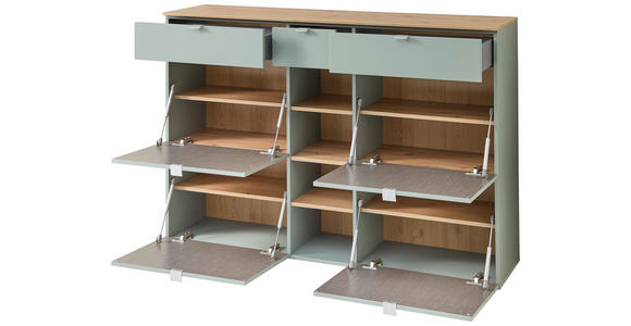 SCHUHSCHRANK 148/103/38 cm - Salbeigrün/Silberfarben, Design, Holzwerkstoff/Kunststoff (148/103/38cm) - Xora