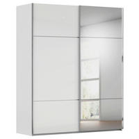 SCHWEBETÜRENSCHRANK 201/223/68 cm,  in Grau, Weiß, 2 Tür(en)  - Chromfarben/Weiß, KONVENTIONELL, Glas/Holzwerkstoff (201/223/68cm) - Novel