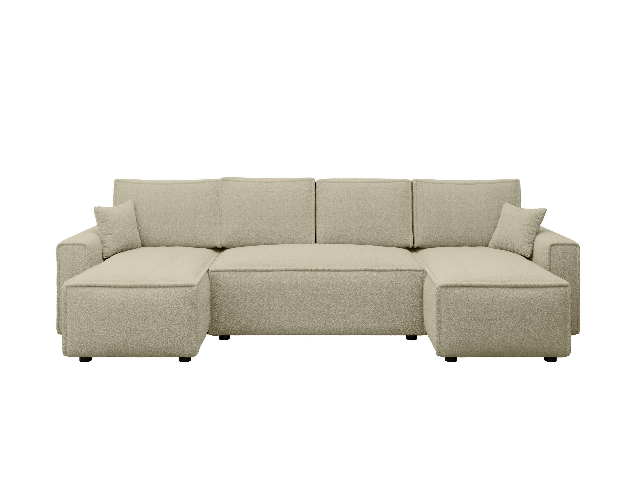 WOHNLANDSCHAFT Beige Bouclé  - Beige/Schwarz, MODERN, Kunststoff/Textil (140/305/140cm) - Carryhome