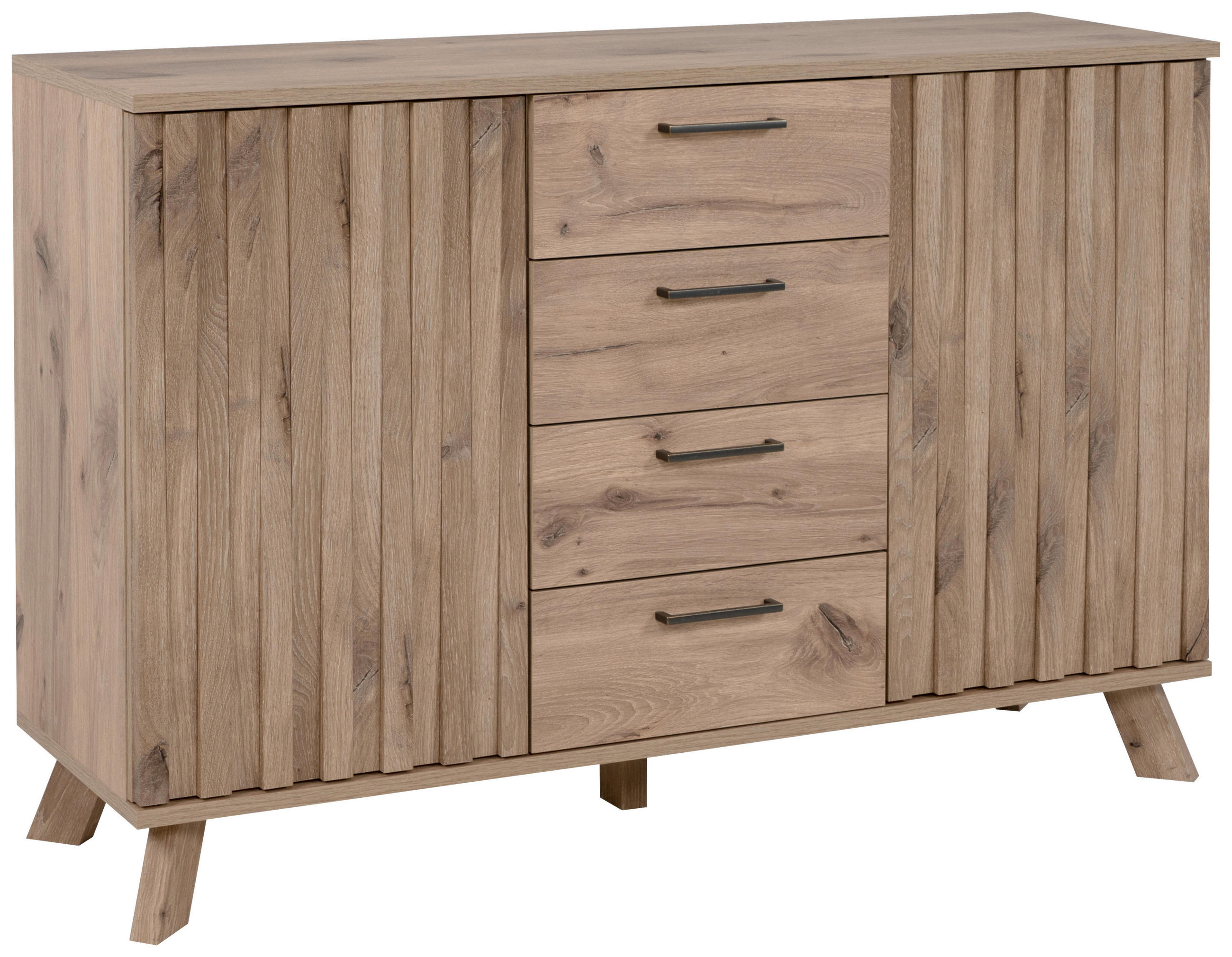 KOMMODE  in 126,5/85/40 cm  - Eichefarben, LIFESTYLE, Holzwerkstoff/Metall (126,5/85/40cm) - MID.YOU