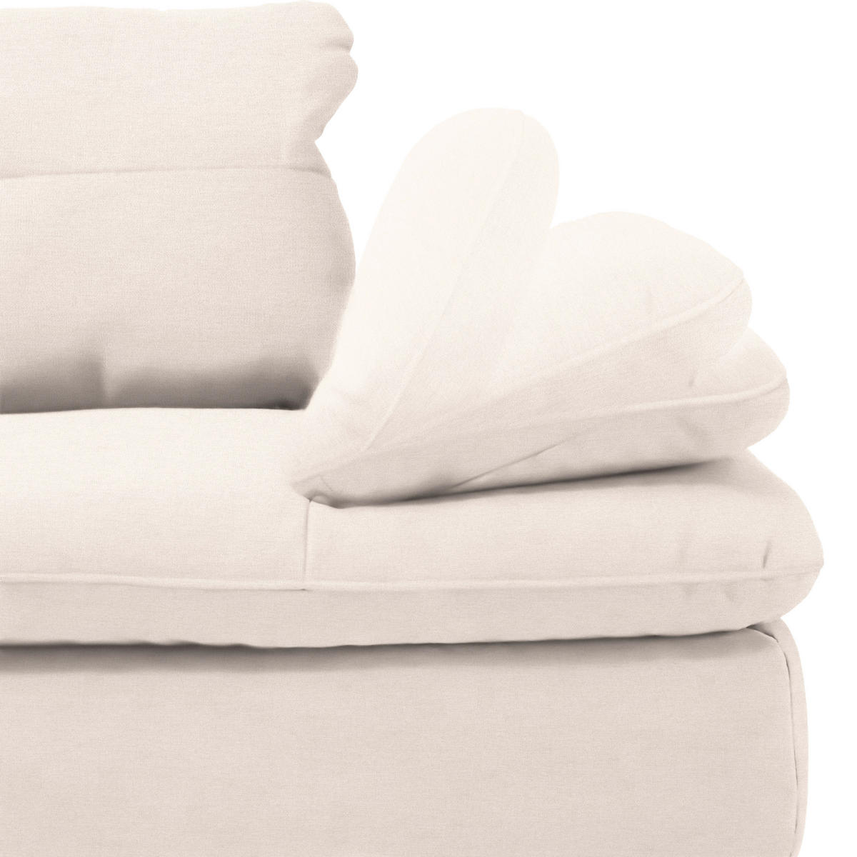 ECKSOFA in Flachgewebe Creme  271/344 cm  - Creme/Schwarz, Design, Textil/Metall (271/344cm) - Chilliano