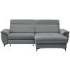 ECKSOFA in Chenille Blaugrau  - Blaugrau/Schwarz, Design, Textil/Metall (185/256cm) - Stylife