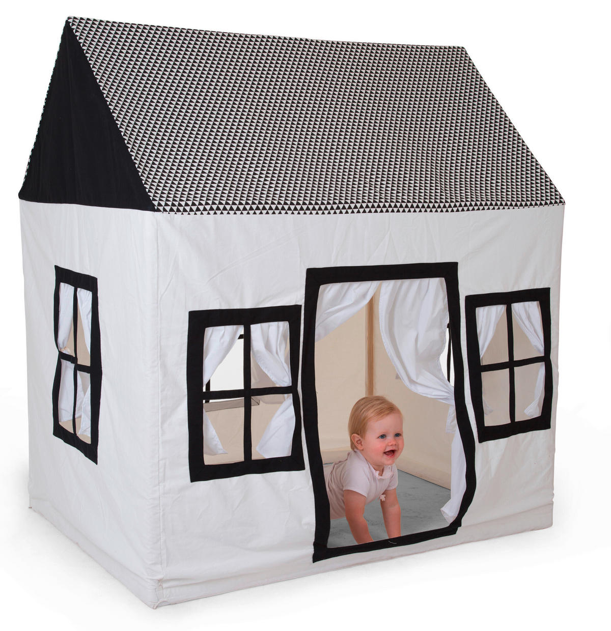 SPIELZELT - Schwarz/Weiß, Basics, Holz/Kunststoff (125/95/145cm) - Childhome