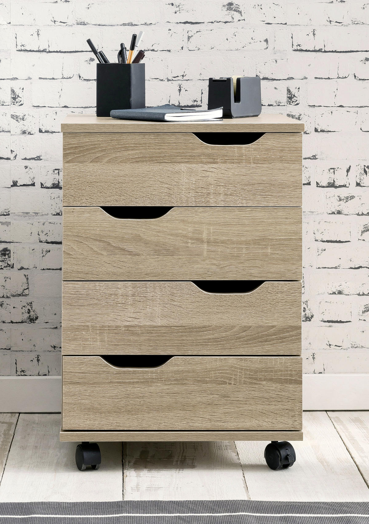 ROLLCONTAINER 40/60/40 cm  - Eichefarben, Modern, Holzwerkstoff/Kunststoff (40/60/40cm) - MID.YOU