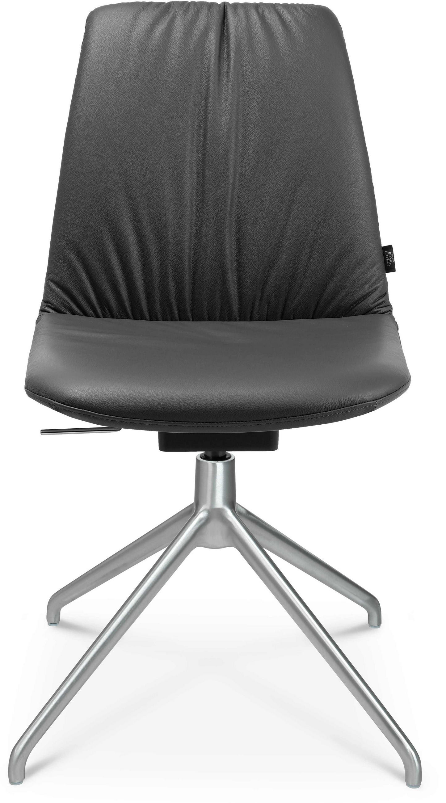 STUHL  in Aluminium Echtleder pigmentiert Metall, Leder  - Anthrazit/Alufarben, Design, Leder/Metall (46/81,5-84,5/55cm) - Johann Jakob
