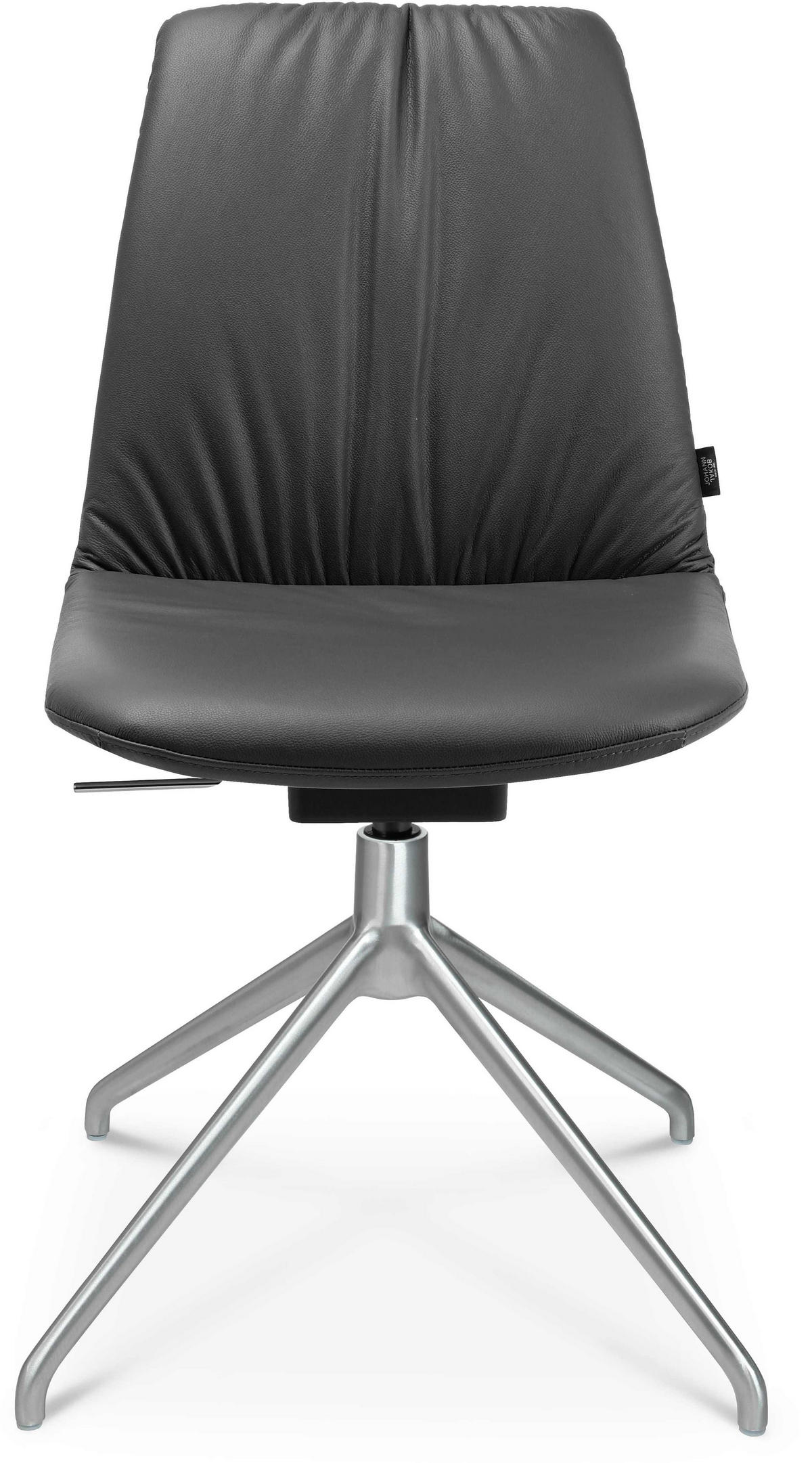 STUHL  in Aluminium Echtleder pigmentiert  - Anthrazit/Alufarben, Design, Leder/Metall (46/81,5-84,5/55cm) - Johann Jakob