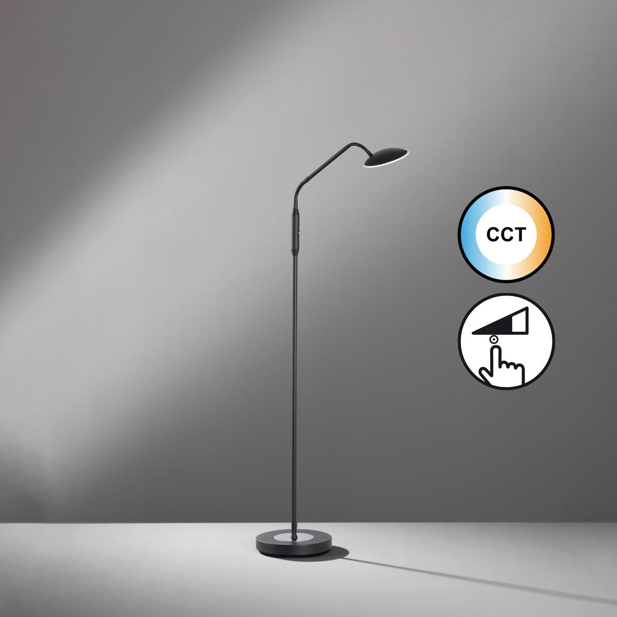 LED-STEHLEUCHTE - Sandfarben/Schwarz, Konventionell, Metall (23/135cm) - Fischer & Honsel