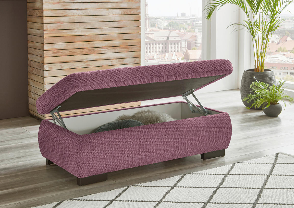 ECKSOFA in Flachgewebe Bordeaux  - Bordeaux/Schwarz, Design, Textil/Metall (174/297cm) - Beldomo Style