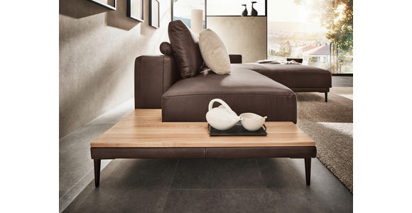 ECKSOFA in Echtleder Dunkelbraun 201/304 cm - Dunkelbraun/Schwarz, Design, Leder/Metall (201/304cm) - Emilio Belluti