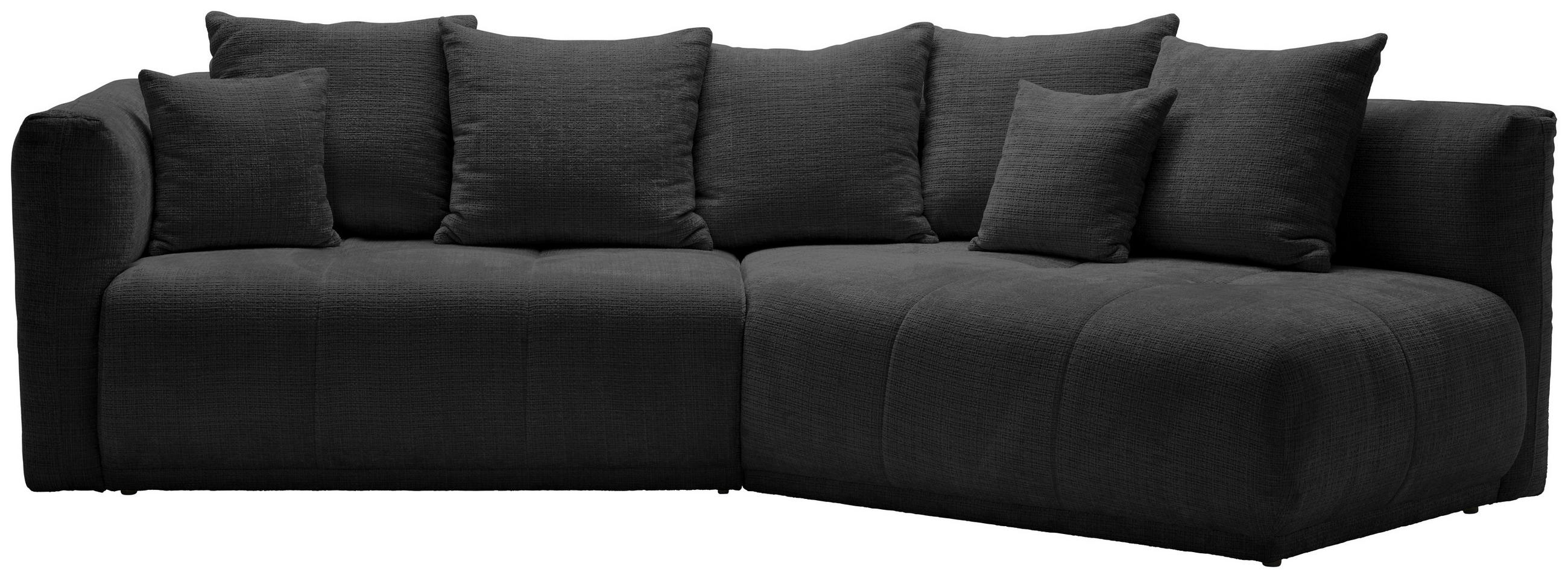ECKSOFA in Chenille Schwarz  - Schwarz, Modern, Kunststoff/Textil (315/180cm) - Hom`in