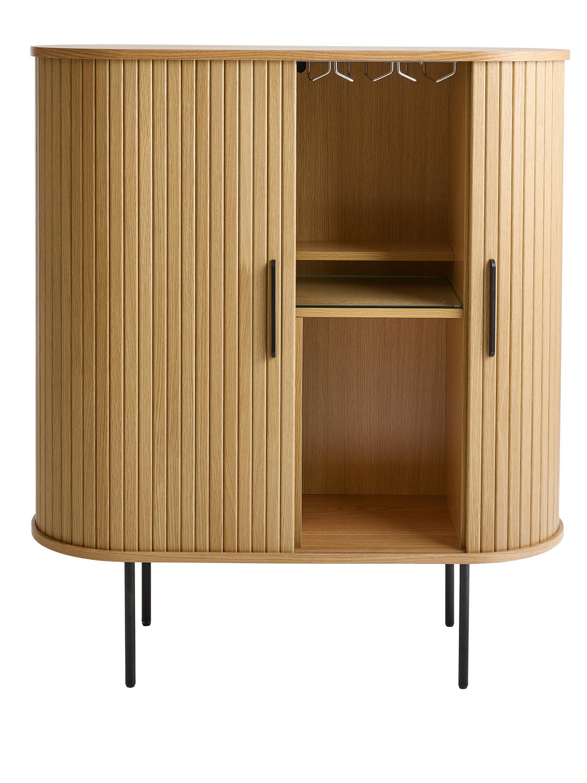 WEINSCHRANK Eichefarben  100/118/40 cm  - Eichefarben/Schwarz, Trend, Holz/Holzwerkstoff (100/118/40cm) - home24